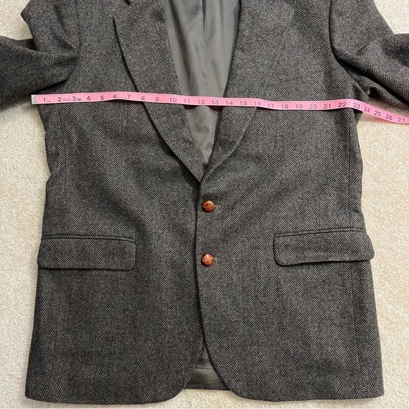 Woolrich Blazer Sport Coat Mens 44L Brown 2 Button Pure Wool Herringbone - Picture 6 of 12